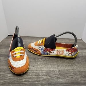 Ed Hardy Print Slip On Flats Shoes Women's Size 7 Koi Fish Y2k